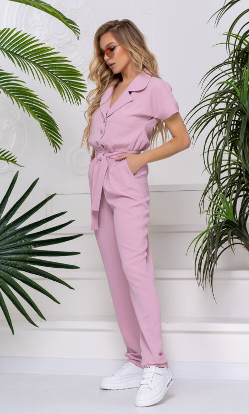 Комбінезон Віскоза Креш Двобортний 20089 Рожевий