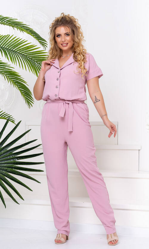 Комбінезон Віскоза Креш Двобортний 20089 Рожевий