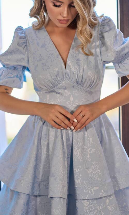 Коктейльна сукня з двома воланами 25069 Блакитна