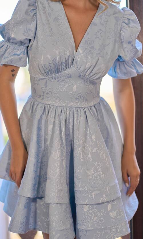 Коктейльна сукня з двома воланами 25069 Блакитна