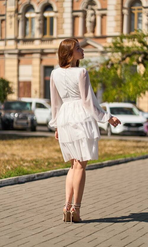 Коктейльна сукня міні шифон блиск 25079 Молочна