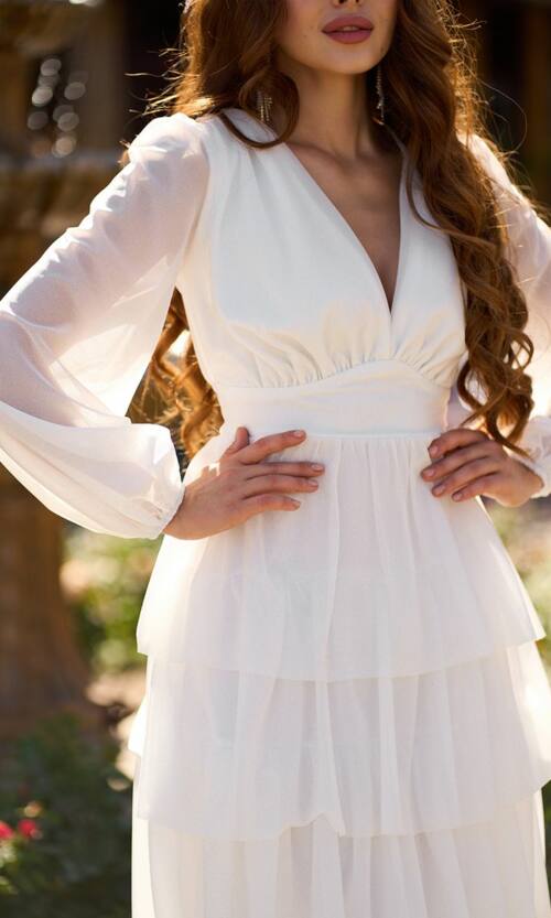 Коктейльна сукня міні шифон блиск 25079 Молочна