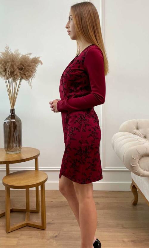 Повсякденне плаття крепдайвінг флок 7224 Бордо