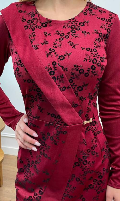 Повсякденне плаття крепдайвінг флок 7224 Бордо