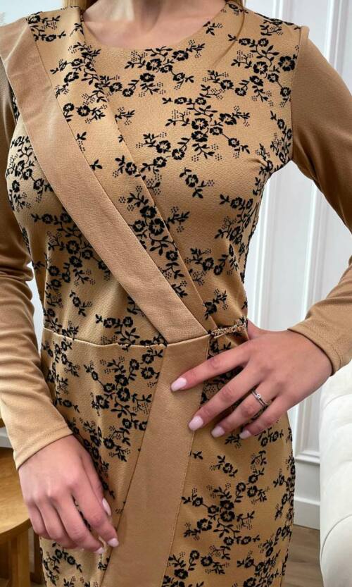 Повсякденне плаття крепдайвінг флок 7224 Бежеве