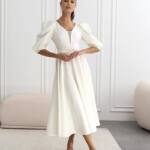 Коктейльна Сукня Прозора Спина 24049 Молочна