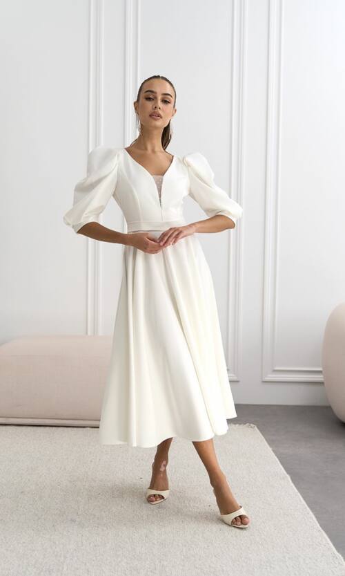 Коктейльна Сукня Прозора Спина 24049 Молочна