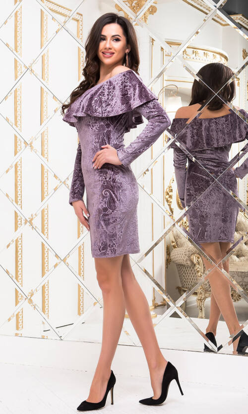 Коктейльна Сукня Оксамит 3D 6295 Фрезова