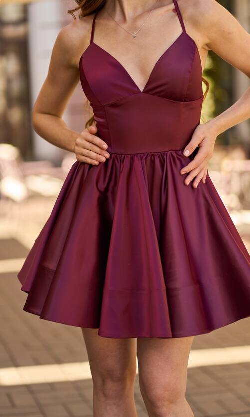 Коктейльна Сукня Корсет Шнурівка Міні 25044 Бордова