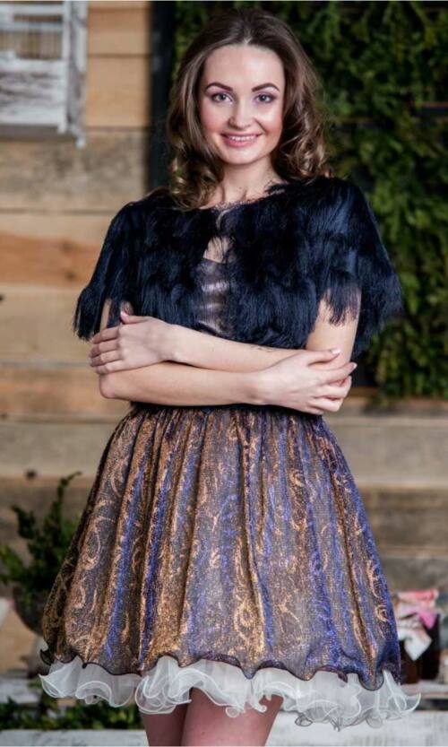 Болеро Накидка Бахрома Зигзаг 4363 Синє