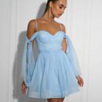 Коктейльна Сукня Ліф Корсет Міні 25036 Блакитна