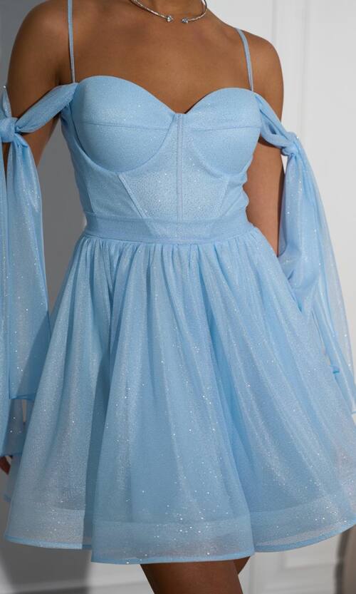 Коктейльна Сукня Ліф Корсет Міні 25036 Блакитна