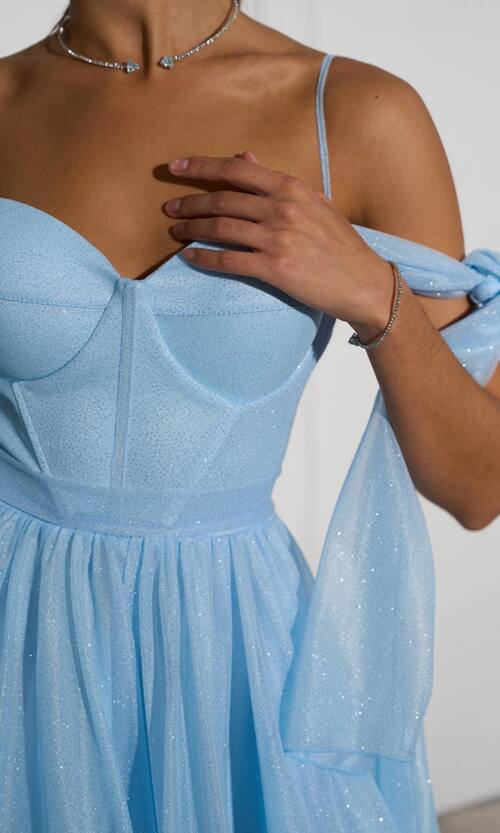 Коктейльна Сукня Ліф Корсет Міні 25036 Блакитна