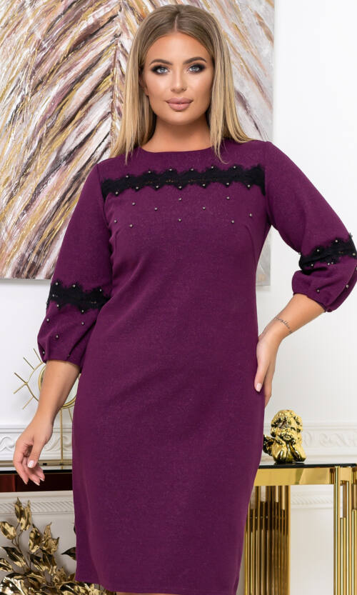 Коктейльна Сукня Ангора Мереживо 9195 Сливова