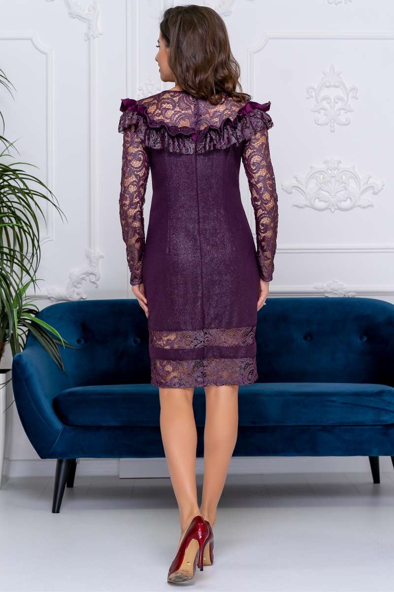 Коктейльна сукня гіпюр блиск 9189 Бордова Коктейльна сукня гіпюр блиск 9189 Бордова