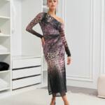 Коктельна Сукня Сітка Принт 24066 Фрезова