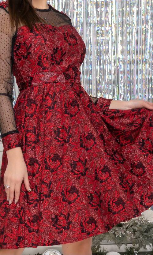 Коктейльна сукня гіпюр сяйво 9217 Червона