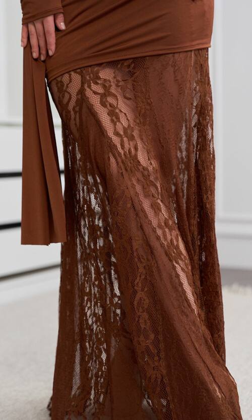 Коктейльна сукня міні-максі зі знімною спідницею 25085 Коричнева