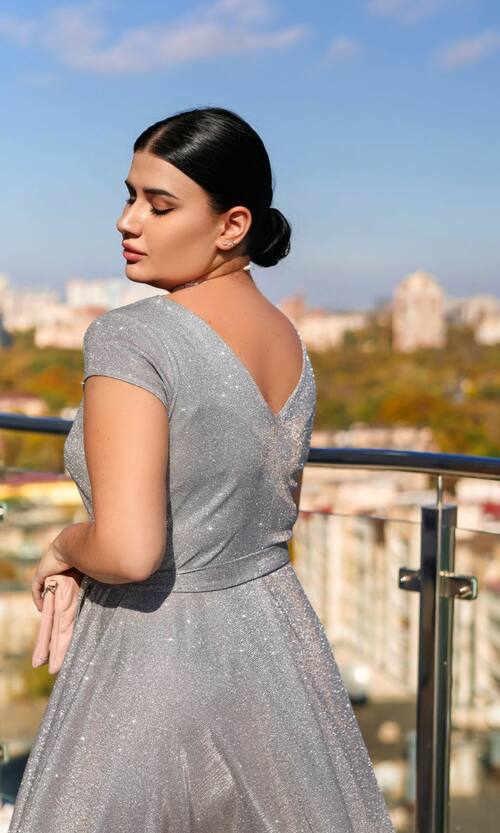 Вечернее Платье Люрекс Хамелеон 23059 Бежевое