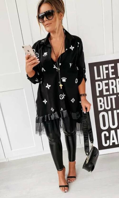 Сорочка Коттон Тренд Принт 8299 Чорна