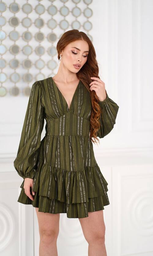 Коктейльна сукня бавовна смужка 25090 Оливкова