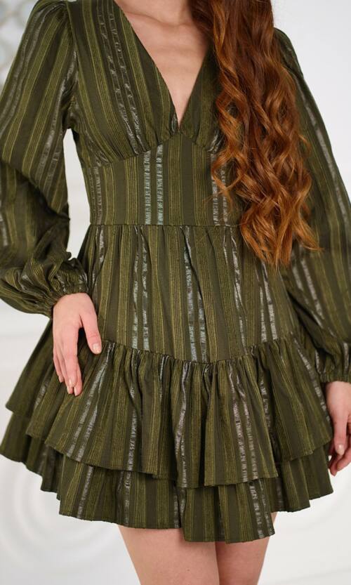 Коктейльна сукня бавовна смужка 25090 Оливкова