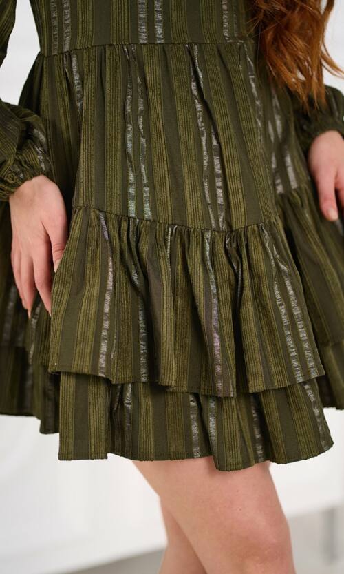 Коктейльна сукня бавовна смужка 25090 Оливкова