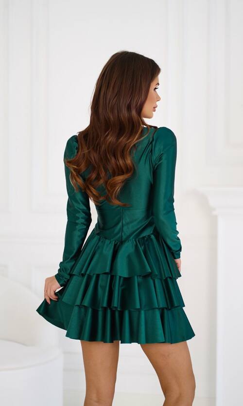 Коктейльна сукня міні атласна 25084 Зелена