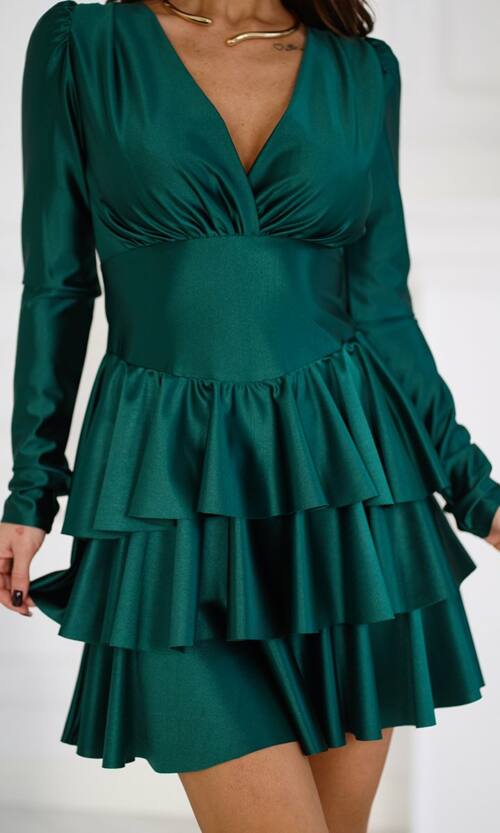 Коктейльна сукня міні атласна 25084 Зелена