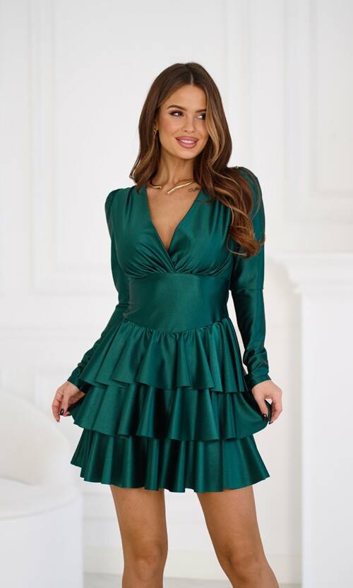Коктейльна сукня міні атласна 25084 Зелена