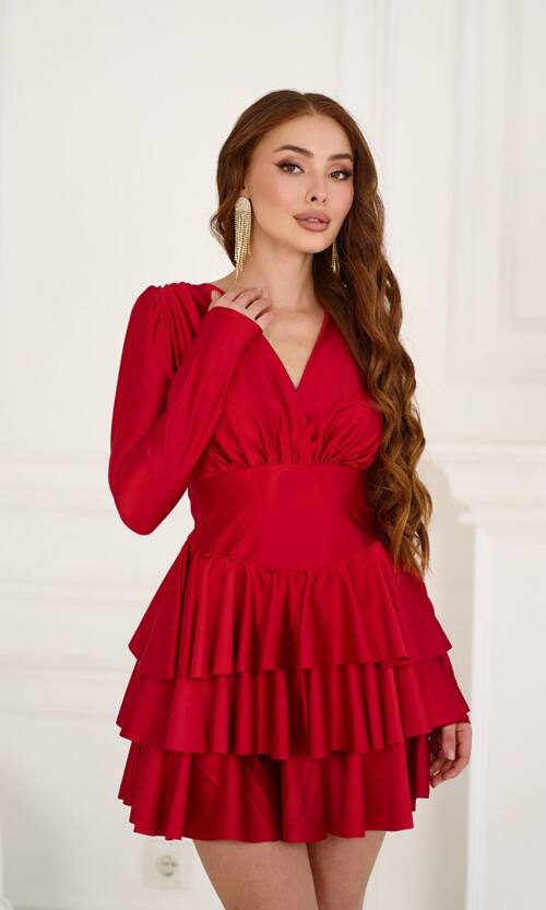 Коктейльна сукня міні атласна 25084 Червона