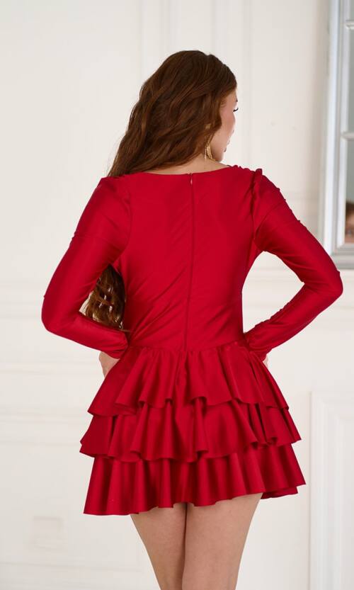 Коктейльна сукня міні атласна 25084 Червона