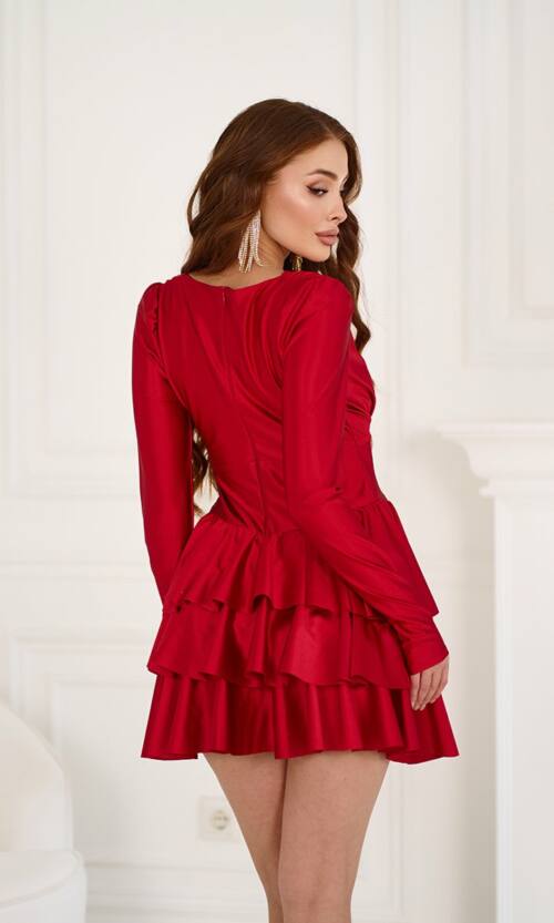 Коктейльна сукня міні атласна 25084 Червона