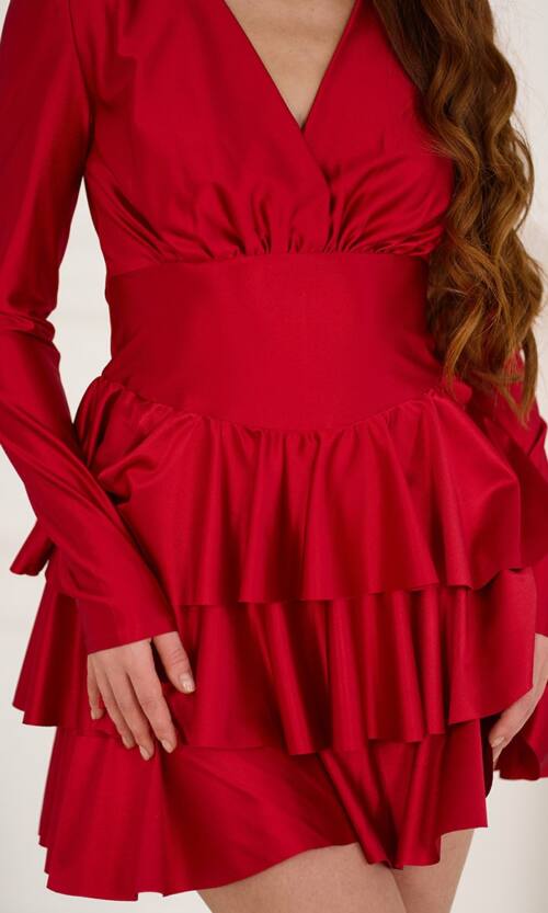 Коктейльна сукня міні атласна 25084 Червона