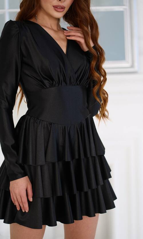 Коктейльна сукня міні атласна 25084 Чорна