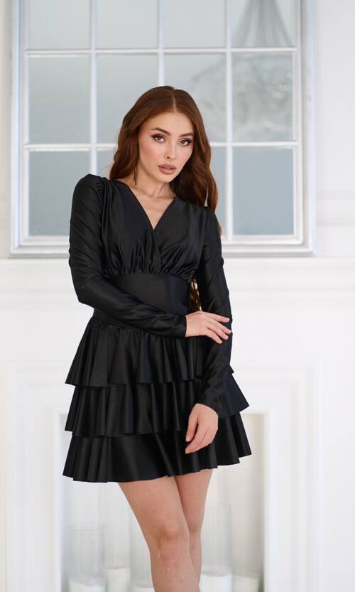 Коктейльна сукня міні атласна 25084 Чорна