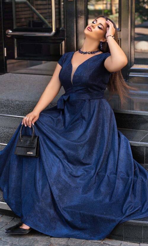 Вечірня Сукня Люрекс Хамелеон 23059 Синя