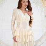 Коктейльна сукня міні атласна 25084 Кремова