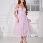 Коктейльна сукня на розпис шифон міді 25080 Лавандова