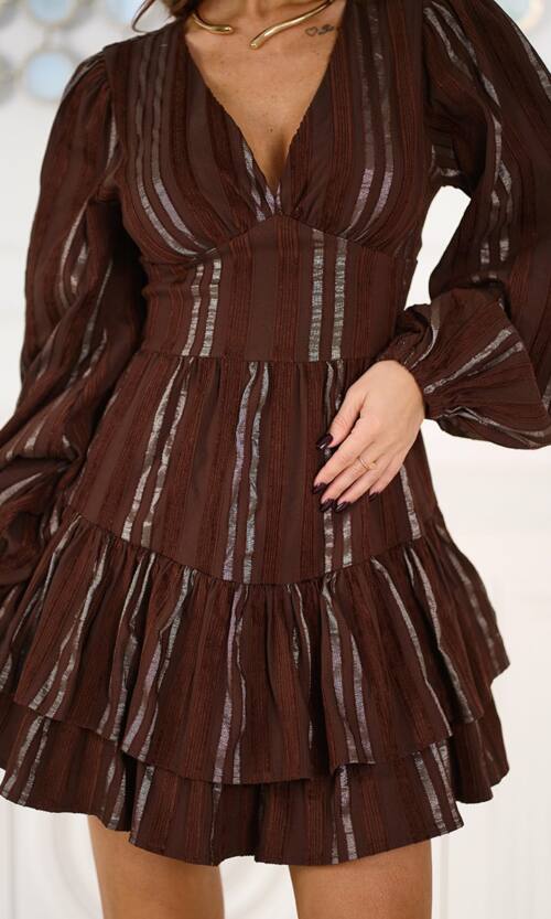 Коктейльна сукня бавовна смужка 25090 Шоколадна