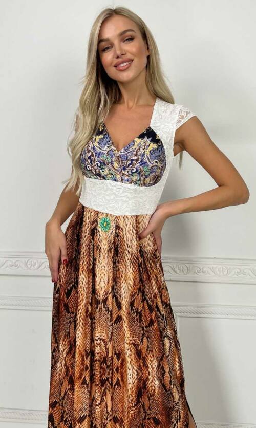 Вечірня сукня Кристал Максі 4195 Коричнева