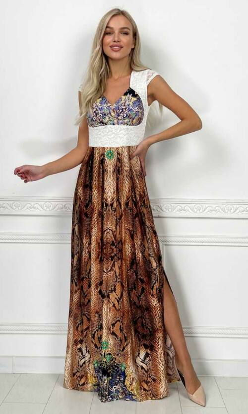Вечірня сукня Кристал Максі 4195 Коричнева