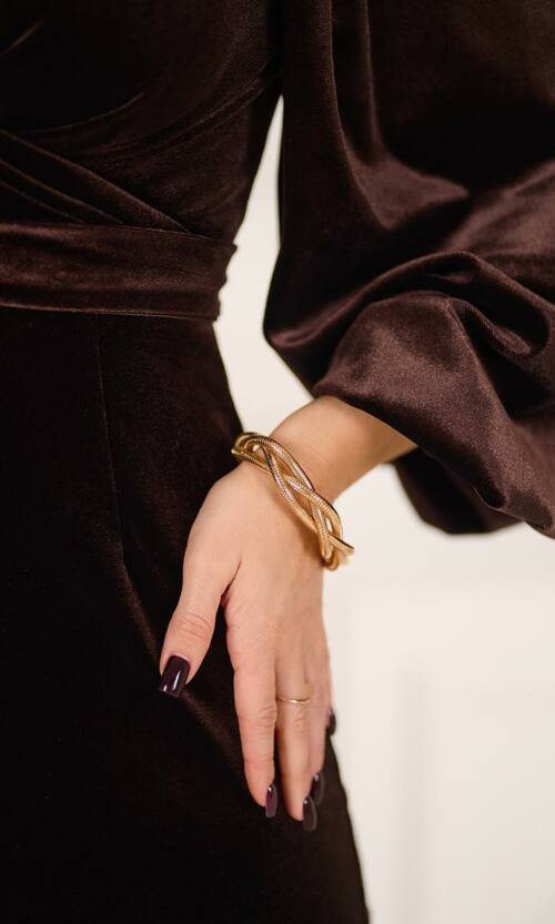 Комплект кольє та браслет біжутерія 25518 Золотистий