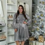 Коктейльна сукня металік міді 24122 Срібна