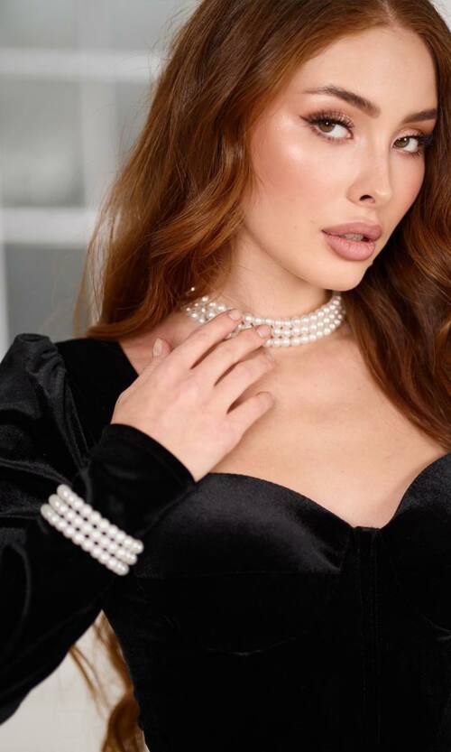 Набір чокер та браслет перлинний 25517 Срібляста