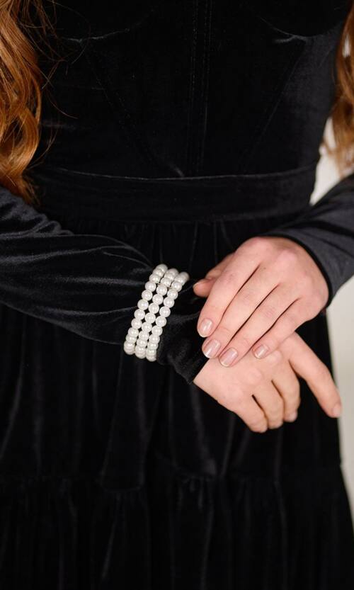 Набір чокер та браслет перлинний 25517 Срібляста