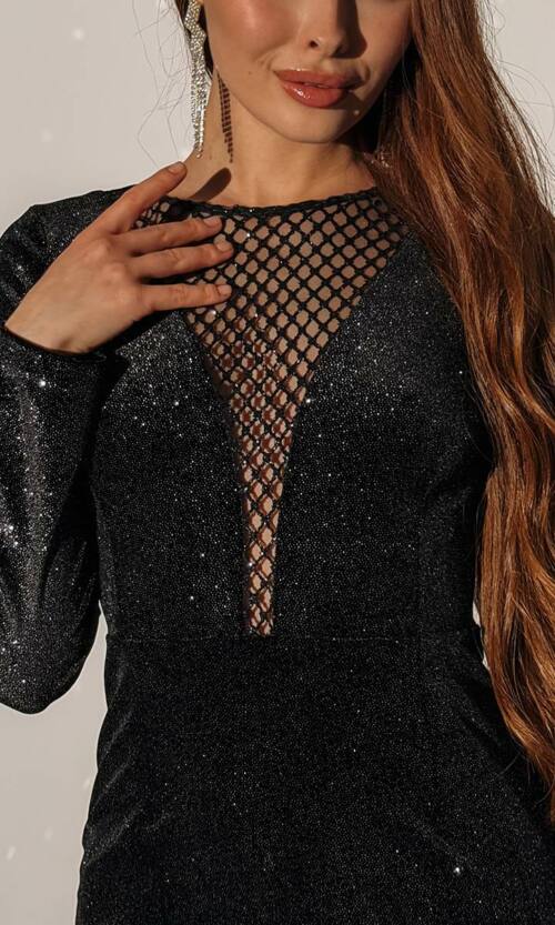 Коктейльна сукня сяючий оксамит 25101 Чорна