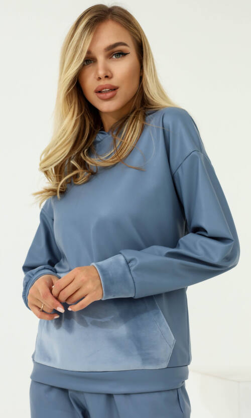 Спортивний костюм Еко Шкіра D2196 Блакитний