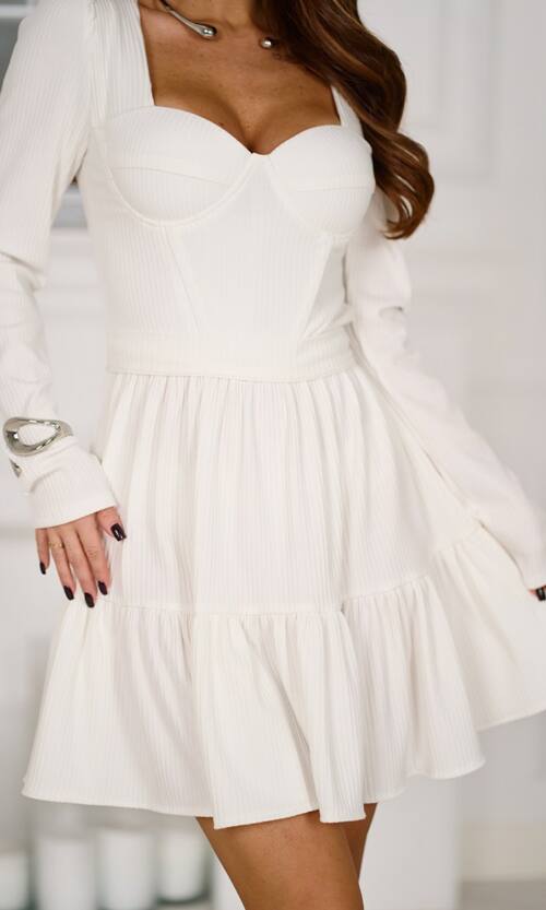 Коктейльна сукня корсет трикотаж рубчик 25093 Молочна