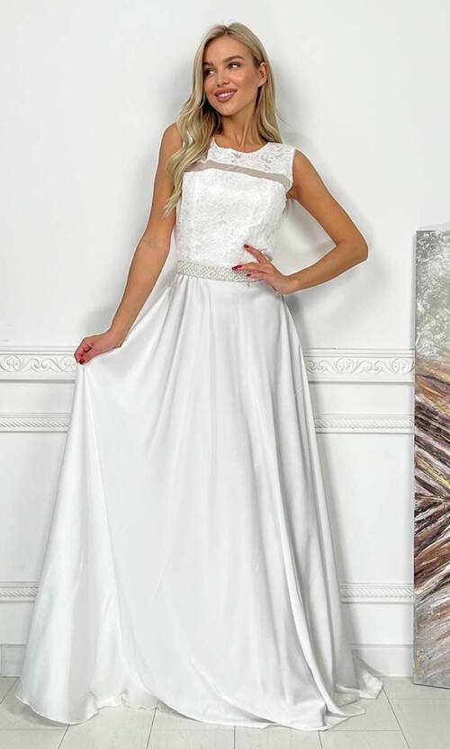 Вечірня Сукня Шовк Атлас 7100 Молочна